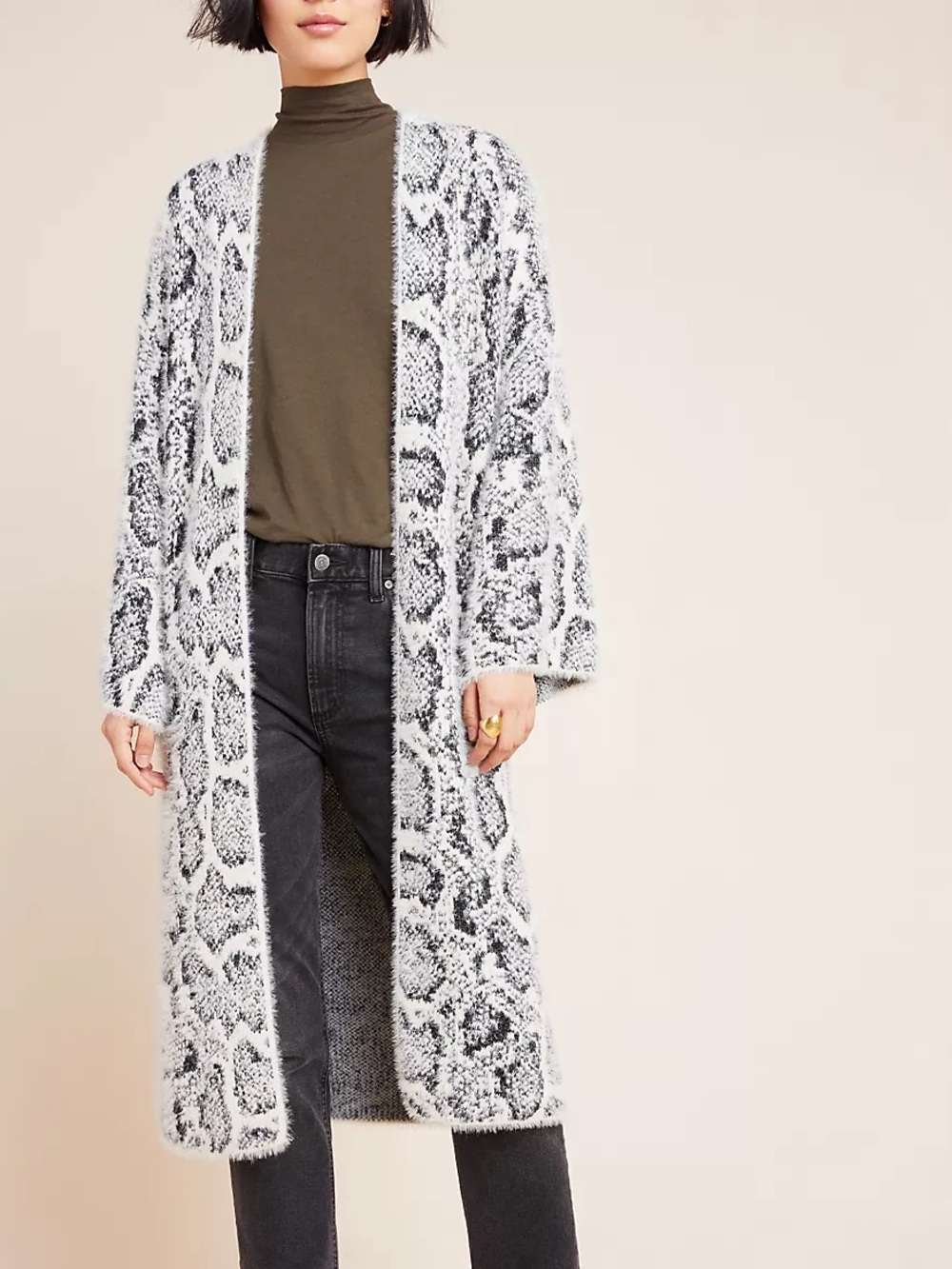 Anthropologie Akemi + Kin Sigrid Duster Eyelash Snakeskin Kimono Cardigan OS